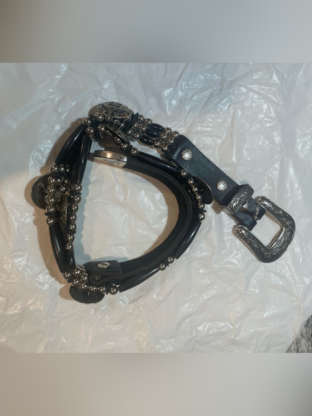 Vintage Native American Buffalo Bone Belt - Picture 3 of 4